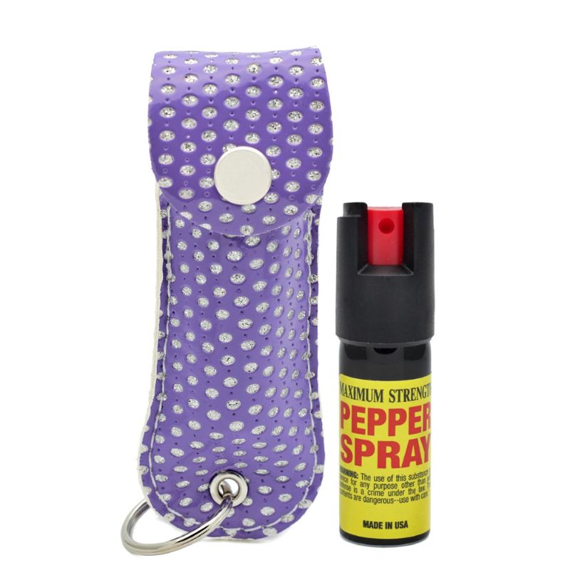 Photo 1 of 2 Pack Diamond Purple Cheetah 1/2 oz Keychain Pepper Spray
