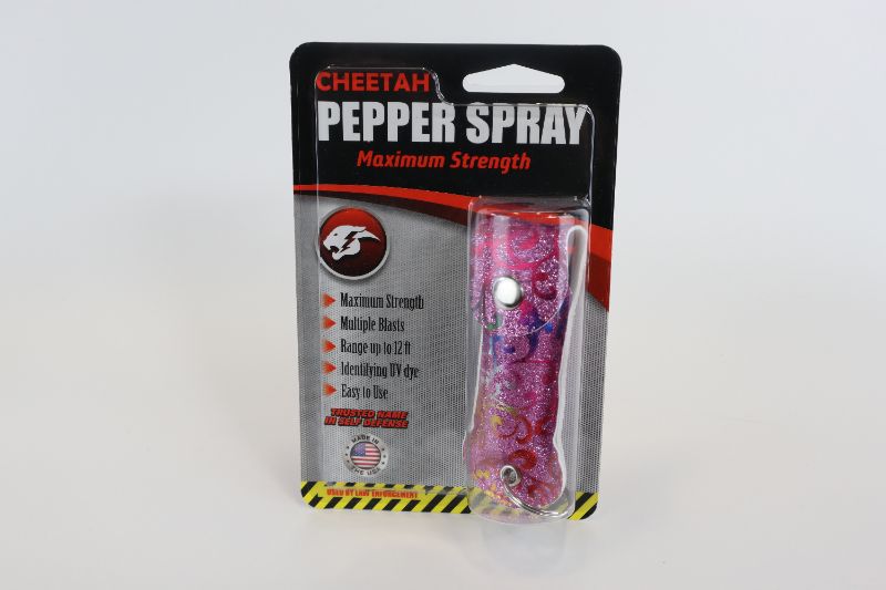 Photo 1 of 2 Pack Pink Glitter Flower Design 1/2 oz Keychain Pepper Spray