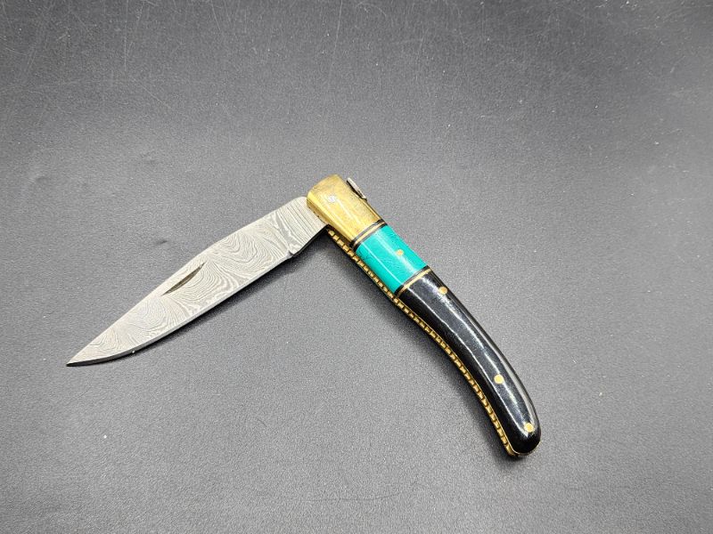 Photo 2 of Damascus Turquoise and Horn Folder