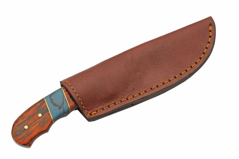 Photo 3 of  Resin/Wood Handled Burnt Orange Outdoor Camping/Hunting Knife with Sheath, 8" Length