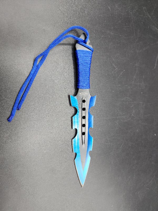 Photo 2 of 3PC Blue Kunai Throwing Knives 