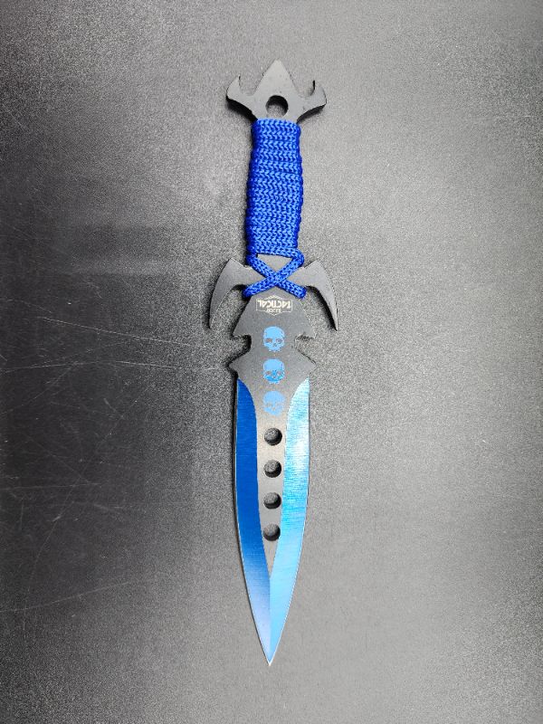 Photo 2 of 3PC Blue Kunai Throwing Knives 
