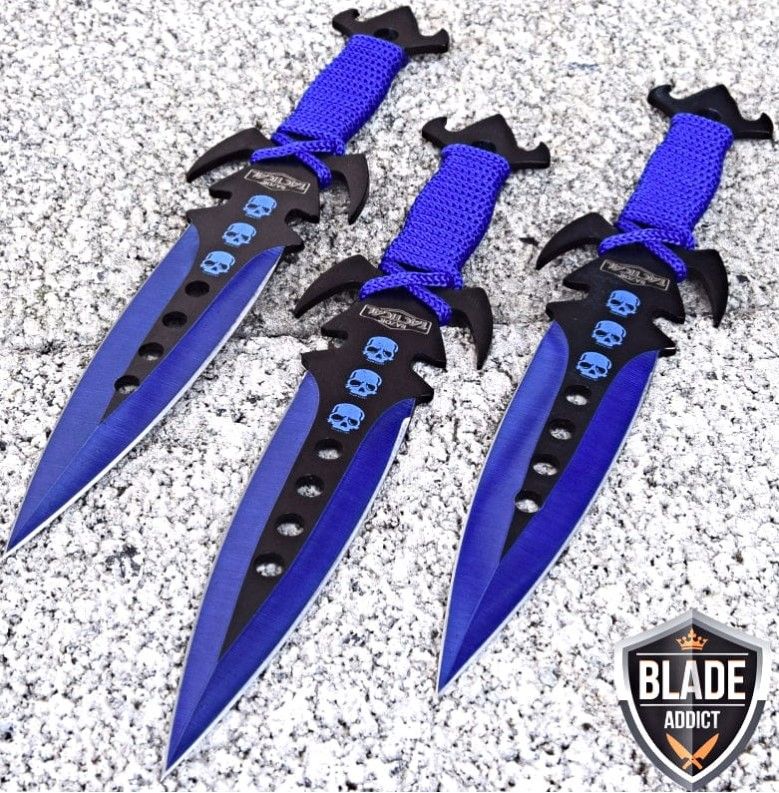 Photo 1 of 3PC Blue Kunai Throwing Knives 
