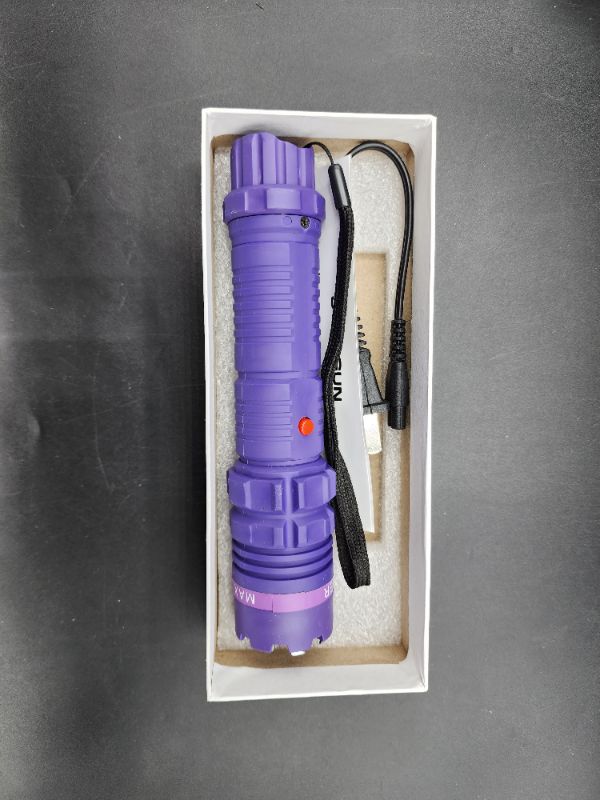 Photo 2 of Cheetah Heavy Duty Stun Gun - High Powered Tactical Flash Light, Rechargeable Pocket Size Torch Best for Police and Emergency Situations (Purple)