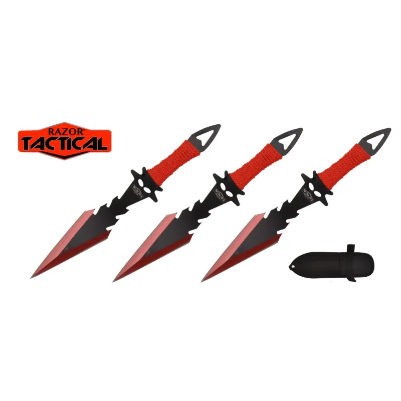 Photo 1 of 3PCS SET THROWING KNIFE SET RED