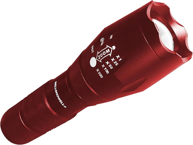 Photo 1 of Taclight Flashlight, High Lumen LED Flashlight, Bright Flashlight, Zoomable Tactical Flashlight, Handheld Flashlight, Heavy Duty Flashlight, Emergency Flashlight, Security Flashlight -Red