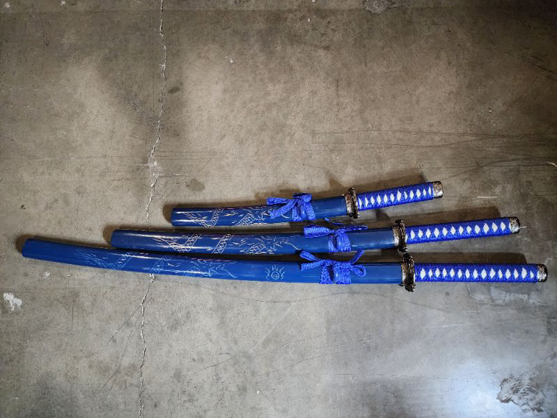 Photo 5 of 3Pcs Japanese Traditional Katana Sword Set Full Tang Handmade Carbon Steel