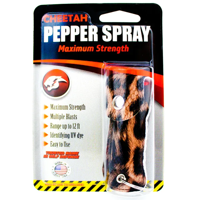 Photo 1 of Cheetah Pepper Spray Maximum Strength w/Key-Chain Case Self Defense Security Zebra Black/Red