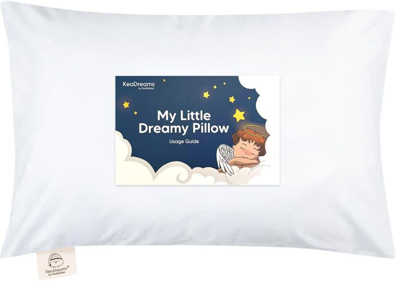 Photo 1 of Toddler Pillow with Pillowcase - 13x18 My Little Dreamy Pillow, Organic Cotton Toddler Pillows for Sleeping, Kids Pillow, Travel Pillows, Mini Pillow, Nursery Pillow, Toddler Bed Pillow (Soft White)
