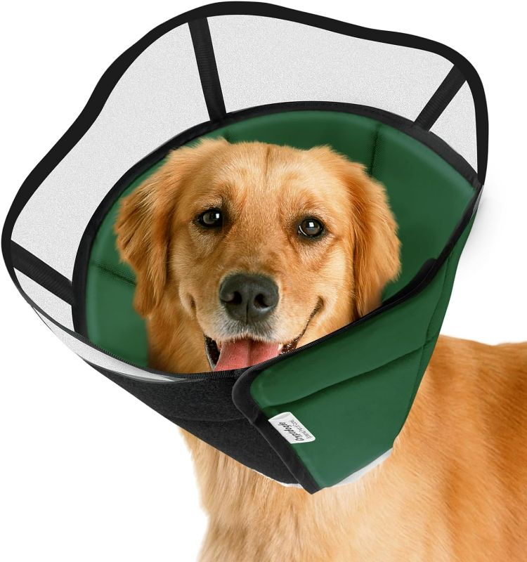 Photo 1 of Cryptdogle Soft Dog Cone for Dogs After Surgery, Breathable Pet Recovery Collar for Large Medium Small Dogs and Cats, Adjustable Dog Cone Collar, Elizabethan Collar