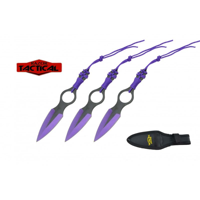 Photo 1 of   Razor Tactical – 3pc Throwing Knife Set Purple