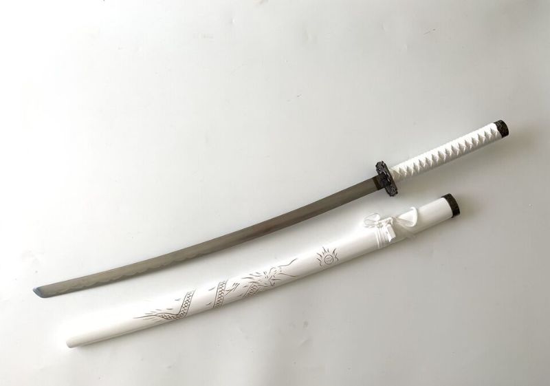Photo 1 of White Katana Sword 26.5" Blade New
