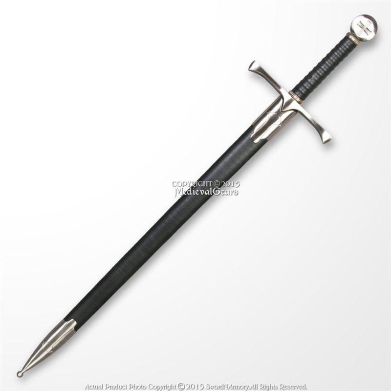 Photo 2 of 36" Templar Crusader Medieval Knight's Arming Sword With Scabbard Cross Pommel