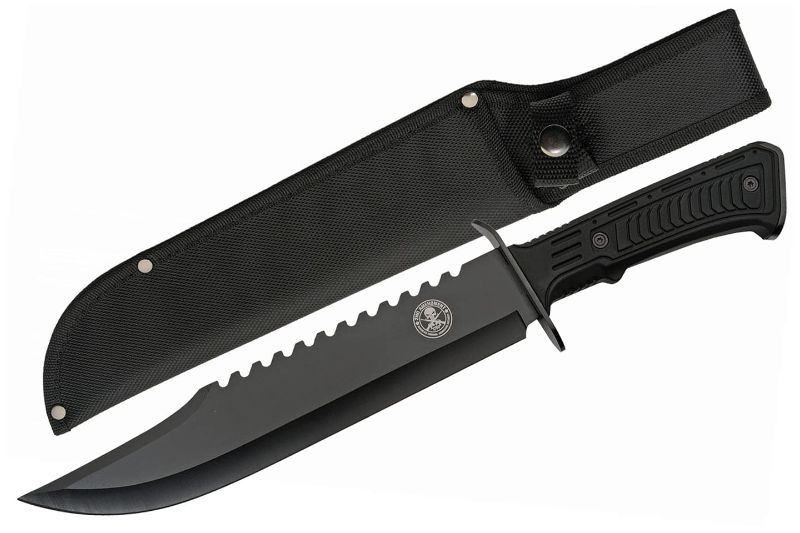 Photo 1 of 15” 2nd Amendment Rubberized Handle Sawback Bowie Blade Outdoor Survival Knife With Sheath
