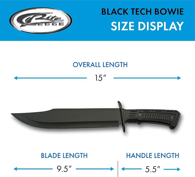 Photo 3 of 15" Outdoor Survival Black Tech Bowie Blade Knife