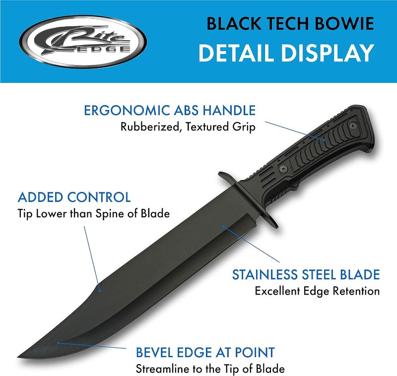 Photo 2 of 15" Outdoor Survival Black Tech Bowie Blade Knife