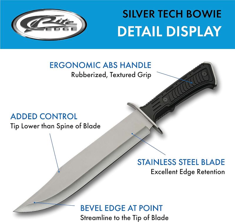 Photo 2 of 15" Outdoor Survival Silver Tech Bowie Blade Knife