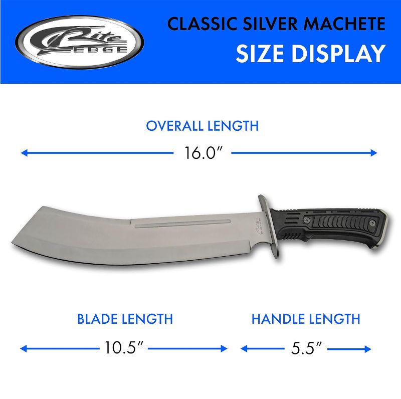 Photo 3 of 16.25" Mountain Machete16" Silver Rubberized Handle Curved Outdoor Bush Machete With Sheath,Black/Silver