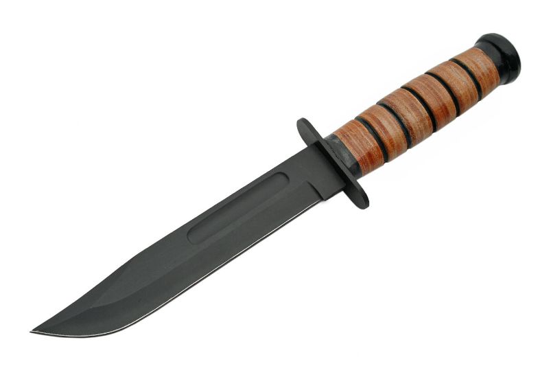 Photo 1 of Military WWII Stainless Steel Blade | Leather Stacked Handle 12 inch Edc Combat Knife