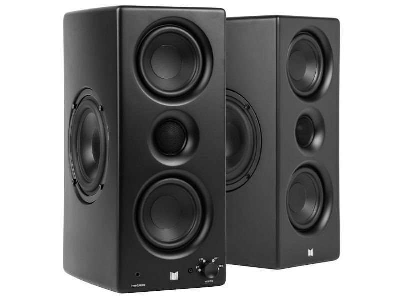 Photo 1 of Monolith by Monoprice MTM-100 100 Watt Bluetooth AptX HD Powered Desktop Speakers with Optical and USB Inputs, Subwoofer Output (Open Box)

