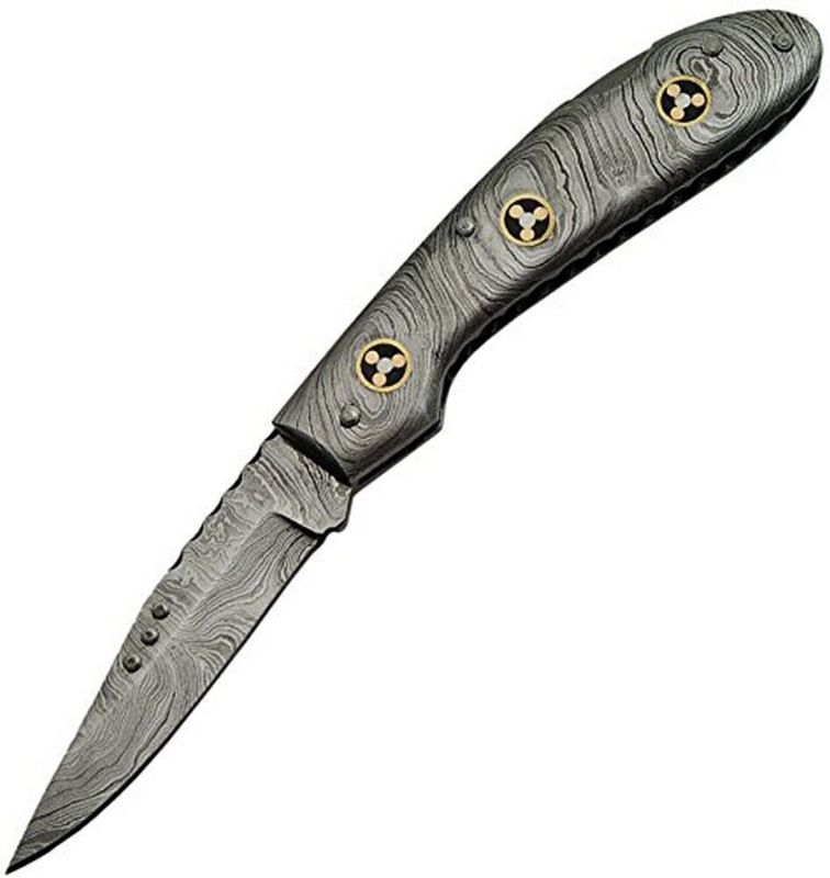 Photo 1 of 4" Damascus Damascus Clip Point Folding Knife Pocket Folder