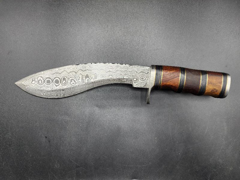 Photo 1 of 12.5" Kurki Fancy Wood Damascus Knife 