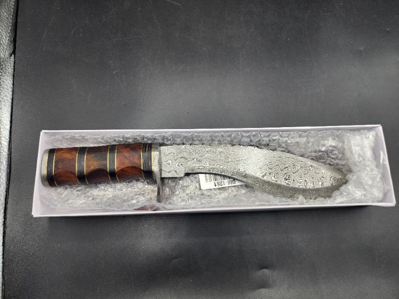 Photo 3 of 12.5" Kurki Fancy Wood Damascus Knife 