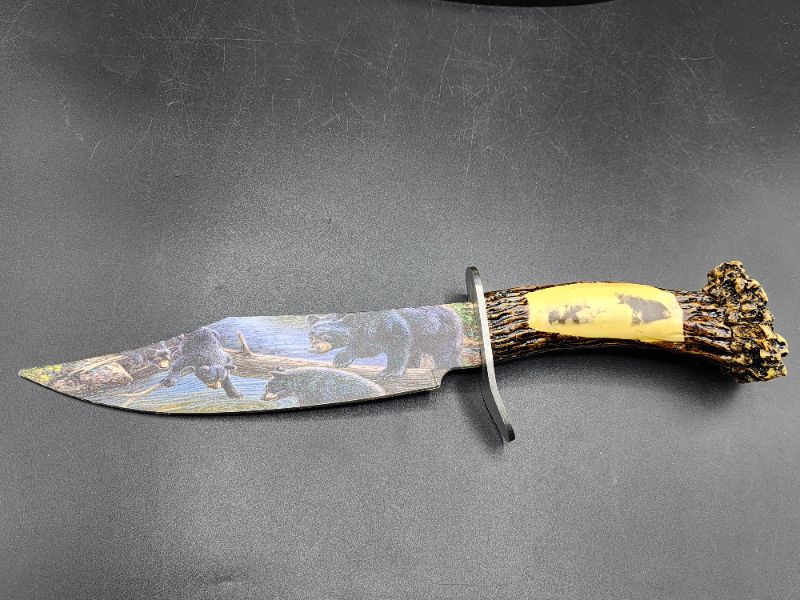 Photo 2 of Diaplay Bear Bowie Knife with Deer Antler Stand 