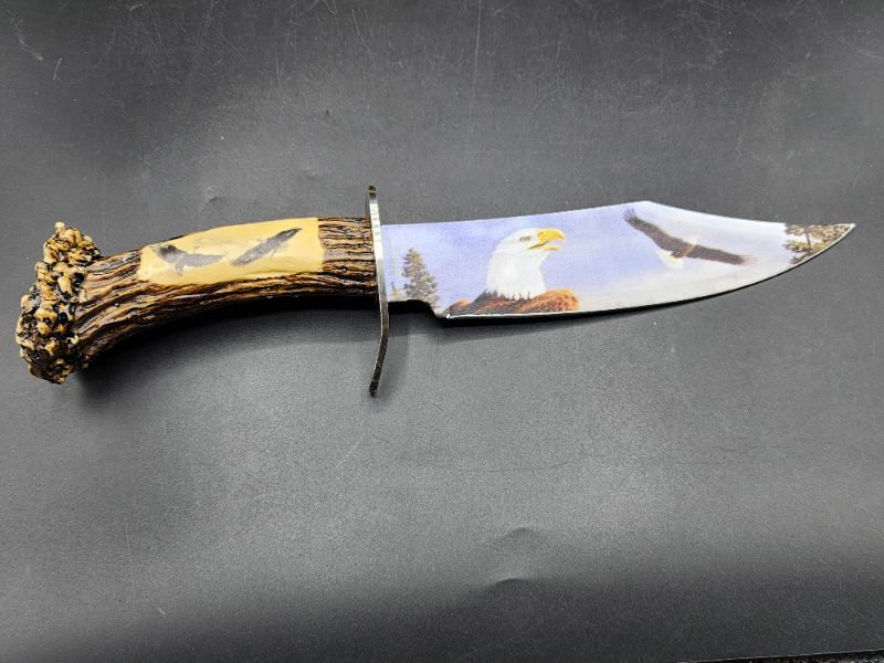 Photo 1 of Display Eagle Bowie Knife with Deer Antler Stand
