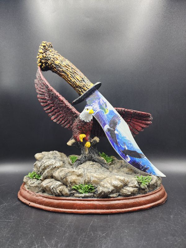 Photo 1 of Eagle Display Stand & Bowie Knife, Knife is Sharp