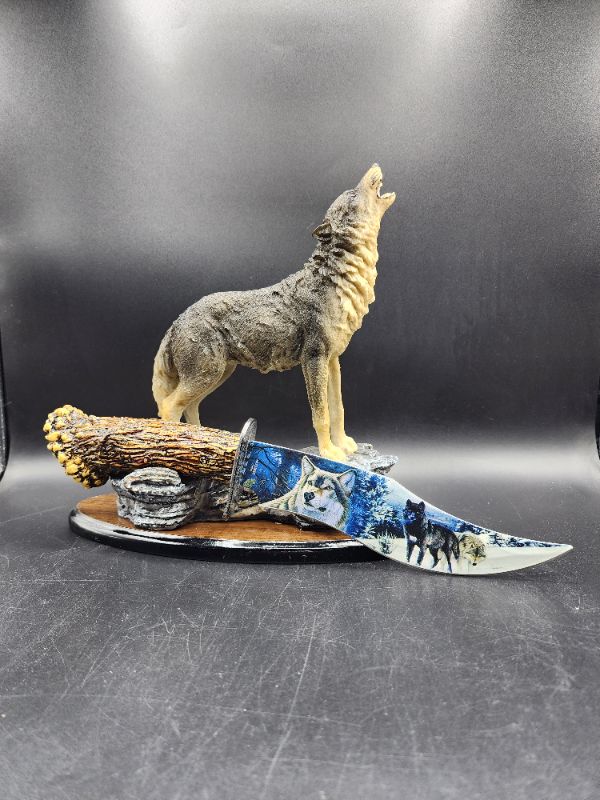 Photo 2 of Wolf Bowie Knife & Display Stand 