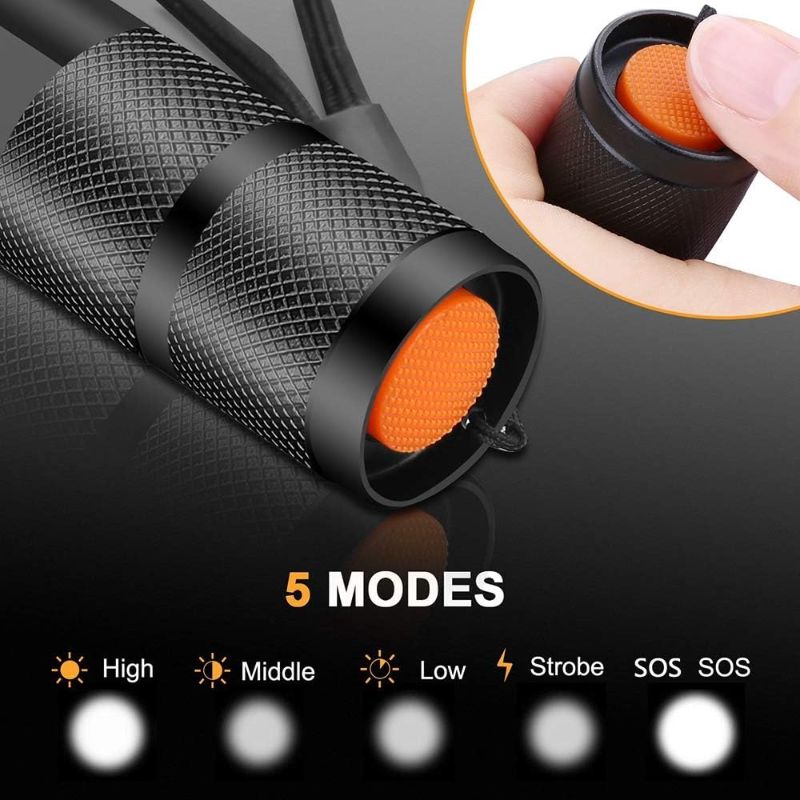 Photo 3 of LED Tactical Flashlight Super Bright 1000 Lumen LED Flashlights Portable Outdoor Water Resistant Torch with 5 Light Modes Black (1 Pack)