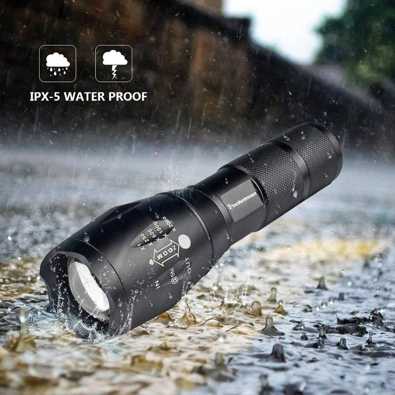 Photo 2 of LED Tactical Flashlight Super Bright 1000 Lumen LED Flashlights Portable Outdoor Water Resistant Torch with 5 Light Modes Black (1 Pack)