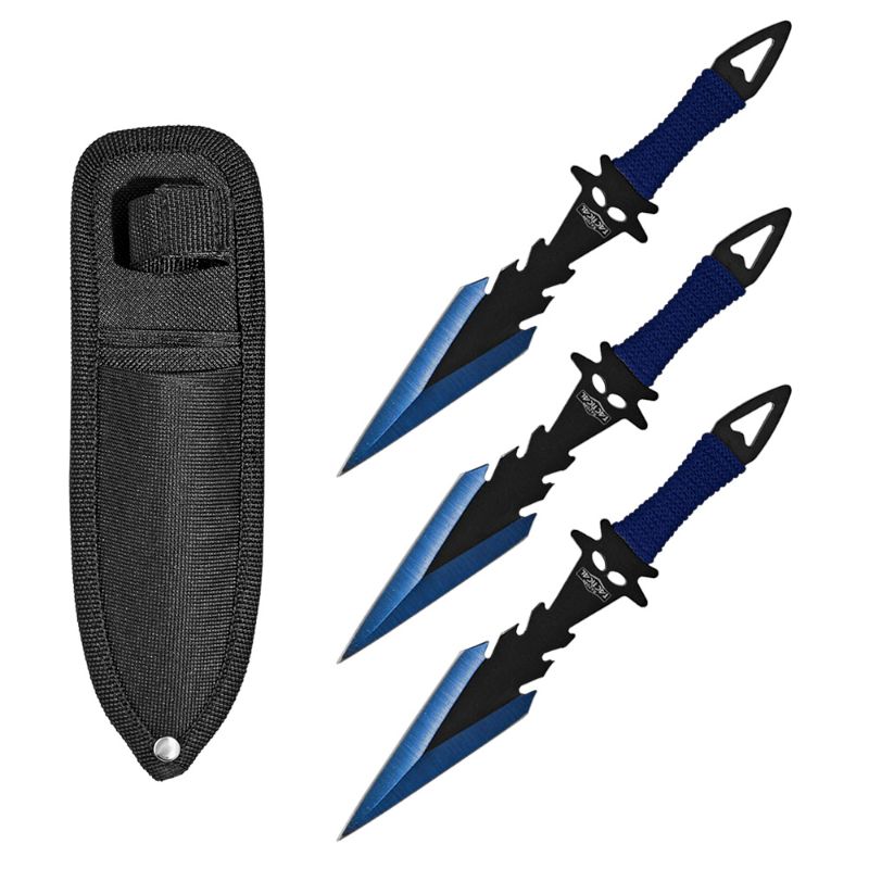 Photo 1 of 3-pc. Dagger Point Throwing Knives - Blue