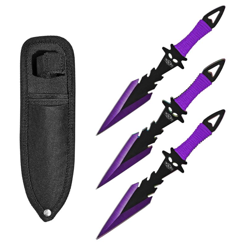 Photo 1 of 3-pc. Dagger Point Throwing Knives - Purple
