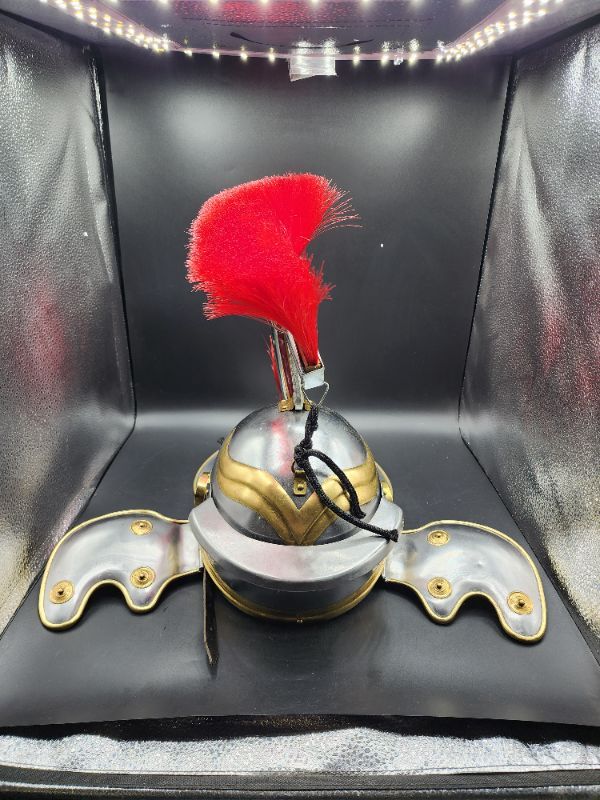 Photo 2 of Men's Roman Centurion Helmet Armor Red Plume| Medieval Metal Replica Helm