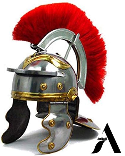Photo 1 of Men's Roman Centurion Helmet Armor Red Plume| Medieval Metal Replica Helm