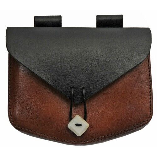Photo 1 of Medieval Black/Brown Elastic Strap Bone Button Belt Loop Bag