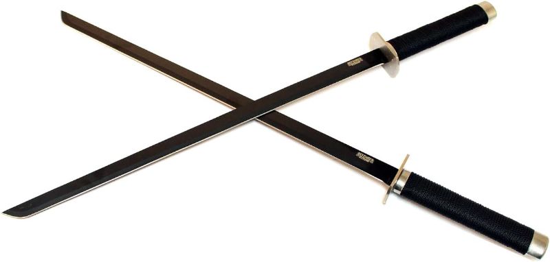 Photo 1 of 2Pc Black Stainless Steel Ninja Assassin Twin Swords Set 27" Each 