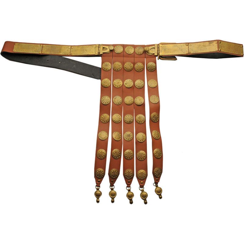 Photo 1 of Roman Belt Brown Leather Construction with Gold-Color Metal Accents Adjustable