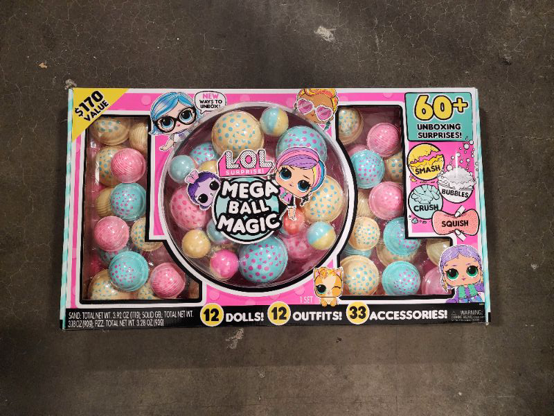 Photo 2 of L.O.L. Surprise! Mega Ball Magic - 12 Collectible Dolls, 60+ Surprises, 170 Value, 4 Unboxing Experiences, Squish Sand, Bubbles, Gel Crush, Shell Smash, Fashions Limited Edition Gift,Girls 3+