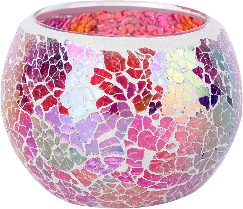 Photo 1 of IMIKEYA Mosaic Tealight Candle Holder - Glass Votive Candle Holders Decor Bowl Birthday Party Decorations Engagement Party Wedding Centerpieces Desktop Decorations
