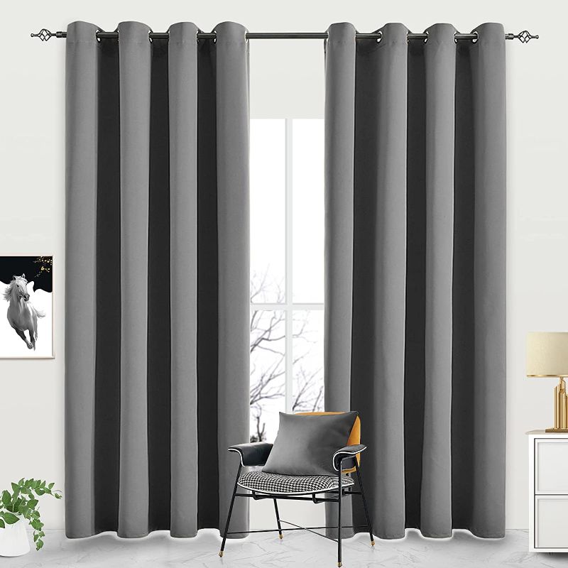 Photo 1 of Blackout Window Curtain Panels Thermal Insulated Curtains Living Room and Bedroom Drapes Panels with Grommet,2 Panels (Dark Grey, 42W X 84L)