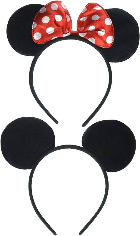 Photo 1 of Mickey Minnie Mouse Ears Headbands (Set of 2), Black (2 pcs)
