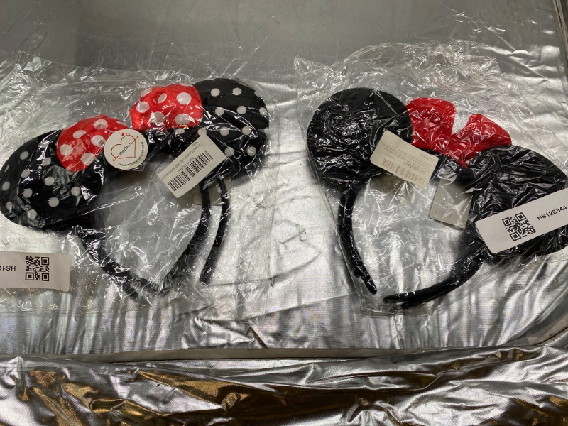 Photo 2 of Mickey Minnie Mouse Ears Headbands (Set of 2), Black (2 pcs)