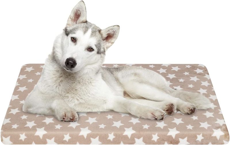 Photo 1 of EMPSIGN Waterproof Dog Bed Crate Pad, Dog Bed Mat Reversible (Cool & Warm), Removable Washable Cover, Waterproof Liner & High Density Foam, Pet Bed Mattress for Small to XX-Large Dogs, Beige, Star