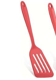 Photo 1 of 2 Pieces Silicone Fish Spatula Turner Set with 1 Heat Resistant Kitchen Tongs Non-Stick Kitchen Utensil for Cooking, Frying Flipping, Turning, Grilling (Red)