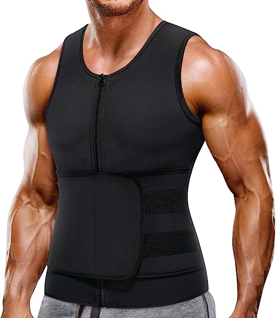 Photo 1 of Wonderience Neoprene Sauna Suit for Men Waist Trainer Vest Zipper Body Shaper with Adjustable Tank Top