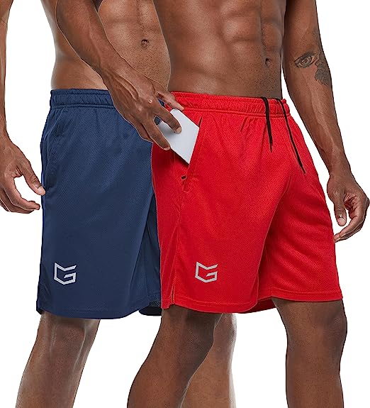 Photo 1 of G Gradual Men's 7" Workout Running Shorts Quick Dry Lightweight Gym Shorts with Zip Pockets