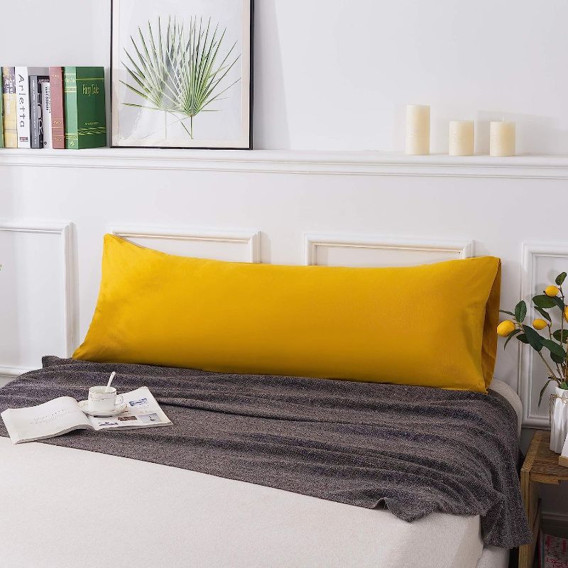 Photo 1 of Household 100% Jersey Cotton Pillowcase 20”x54”-Light Weight, Comfortable, Super Soft Pillow Case with Envelope Closure Extremely Durable (Yellow, Body Size Pillowcase)